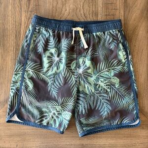 Fair Harbor Boys Tropical Print Blue/Green Lined 
Swim Trunks Size XL